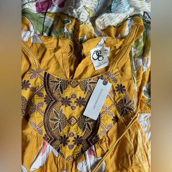 Anthropologie One September Paradiso Gold Koi Embroidered Maxi Dress Size XS - Picture 15 of 15